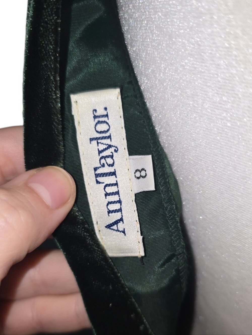 Vintage 80s Ann Taylor Green Velvet Plunging Back With Bow Size 8 USA Made - Picture 5 of 5